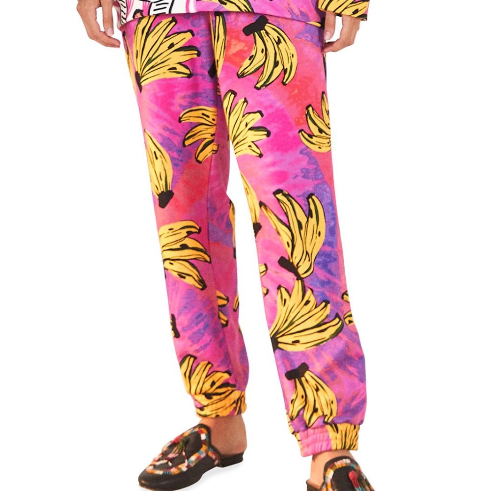 NWT FARM Rio Tie-Dye Banana-Print Sweatpants
